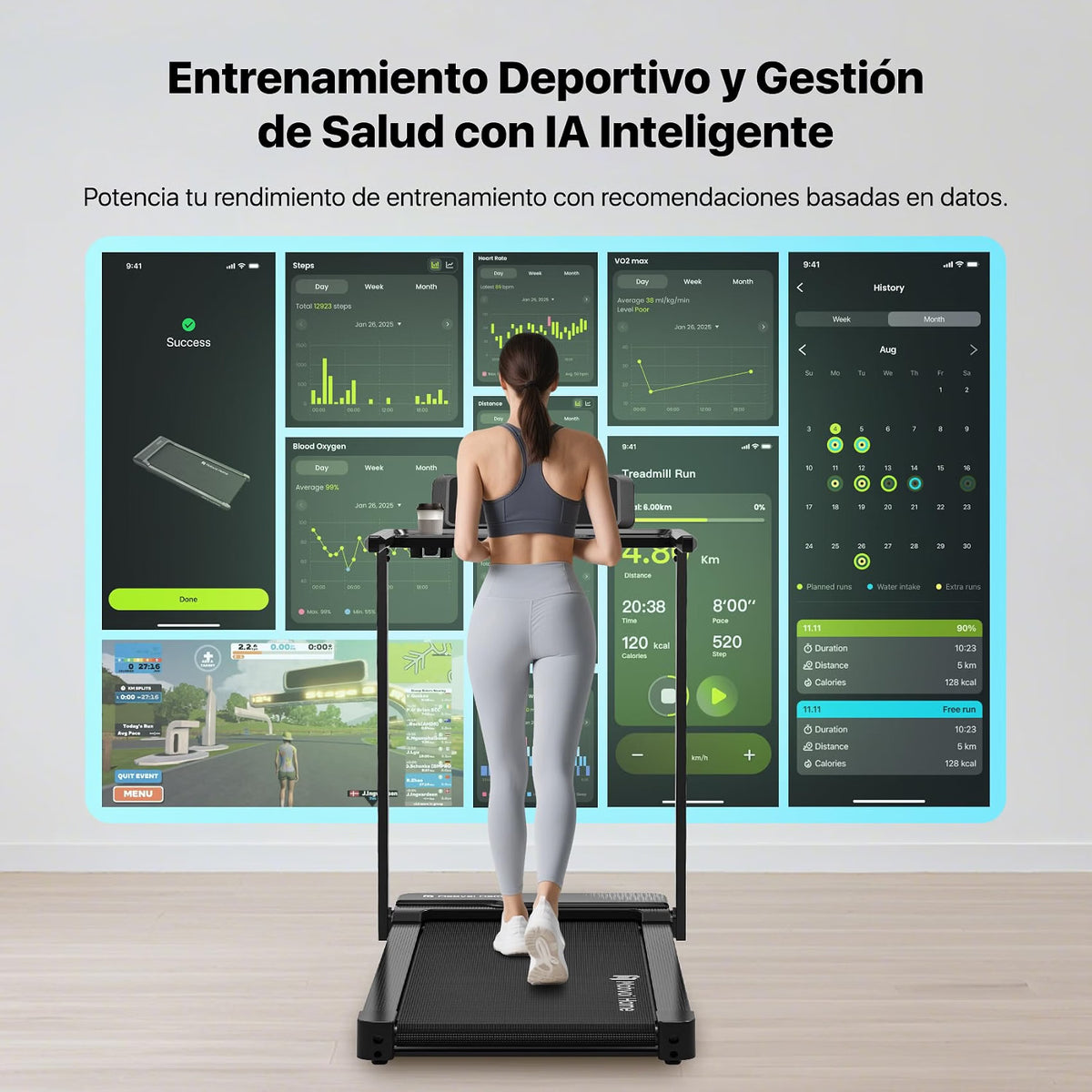 2026 Mobvoi Cinta de Correr 3 en 1 Cinta de Correr Casera Plataforma para Caminar en Casa，Cintas de Correr eléctricas, Cintas de Correr para Oficina，12 km/h 120 kg