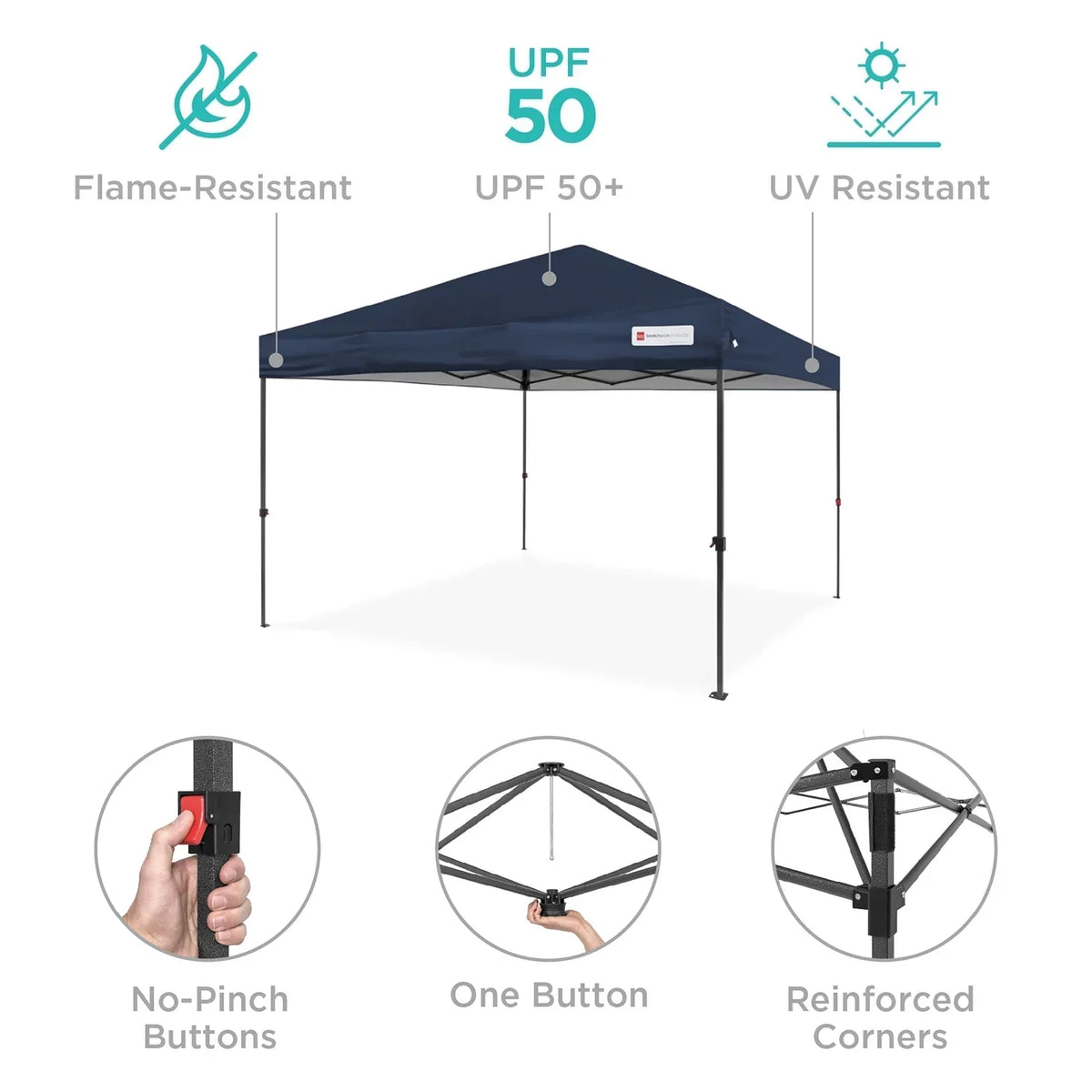 2026 NewBest Choice Products 12x12ft Easy Setup Pop Up Canopy w/ 1-Button Setup, Wheeled Case, 4 Weight Bags - Navy Blue