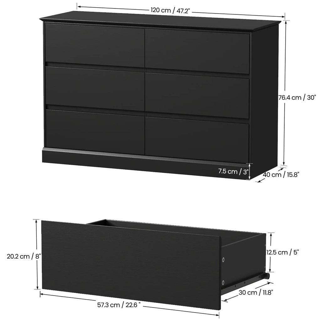 2026 NewWhite Dressers Bedroom Dresser 6 Drawer Storage Chest of Drawers Double Dresser Storage Side Cabinet Room Furniture for Bedroom Living Room