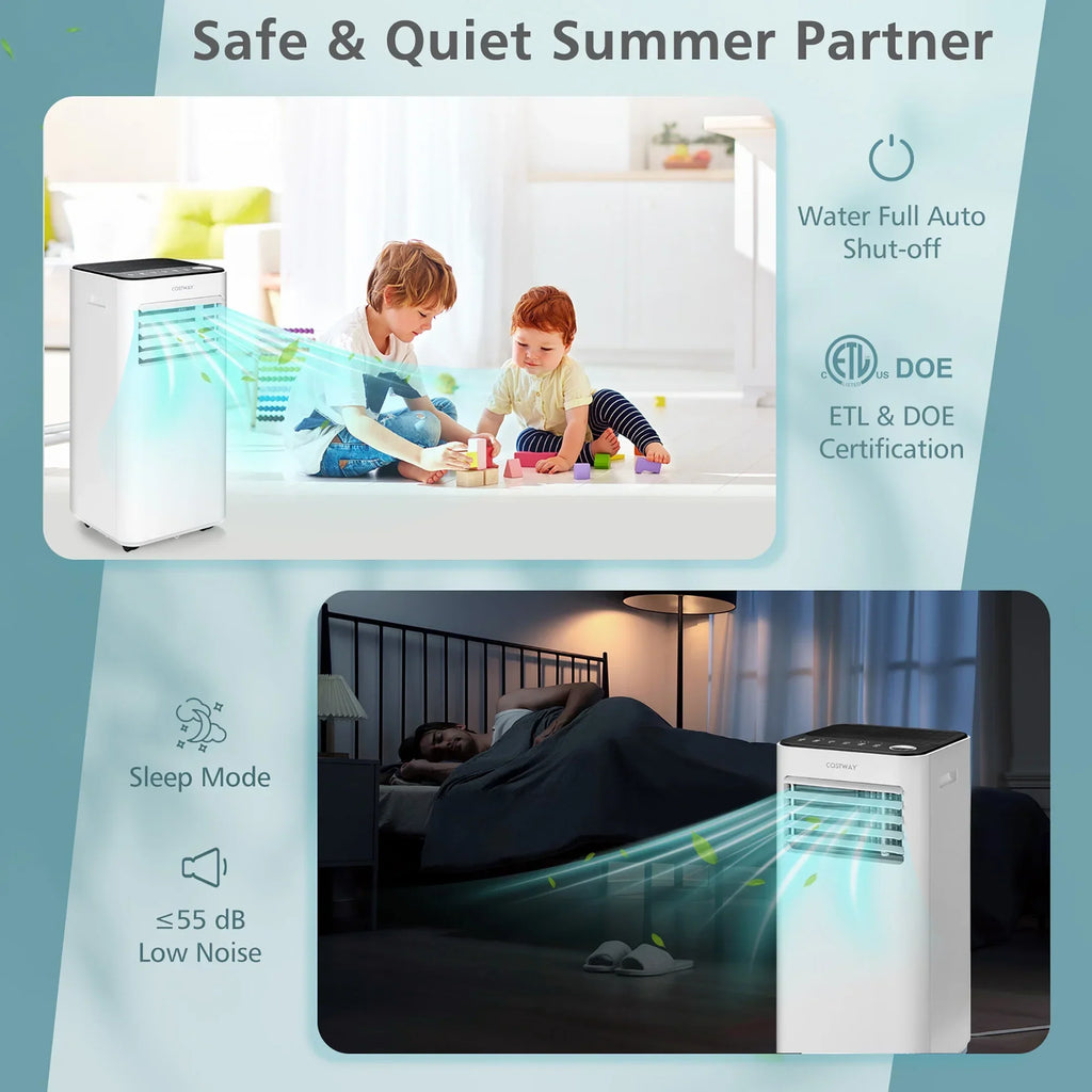 2026 NewCostway 10000 BTU Portable Air Conditioner 3-in-1 Air Cooler with Fan Dehum Sleep Mode