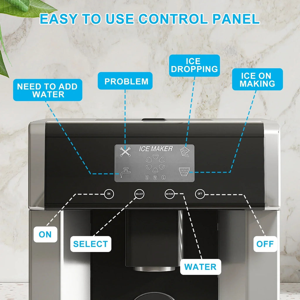 2026 NewTABU 40Lbs/24H Countertop Ice Maker Machine,3 in 1 Ice Maker with Water Dispenser,Crushed Ice,Black