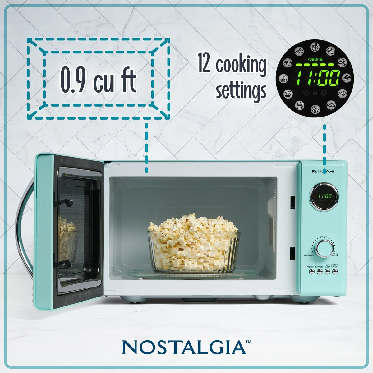2026 NewNostalgia Retro Microwave for Countertop 0.9 cu ft Vintage Microwave, Ivory