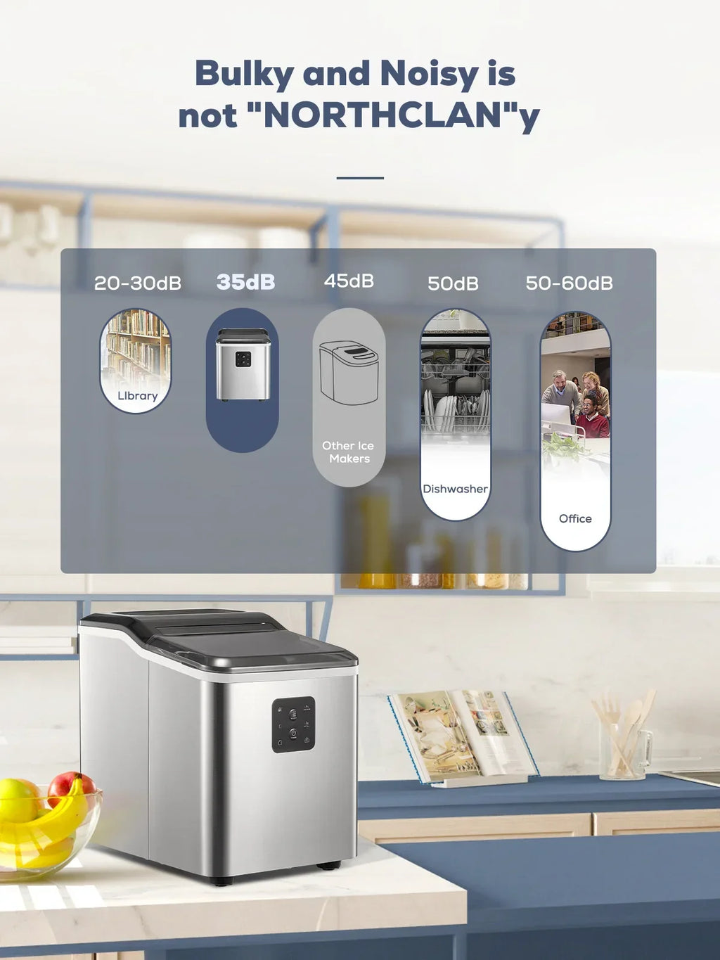 2026 NewStainless Steel Ice Makers Countertop 30lbs in 24h, 9 Bullet Cubes in 5 Mins, 2 Sizes, Self-Clean, FOHERE