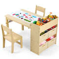 2026 NewPirecart Kids Art Table and 2 Chairs Toddler Craft Set Wooden Play Activity Drawing Table with 4 Storage Bins and Paper Roll