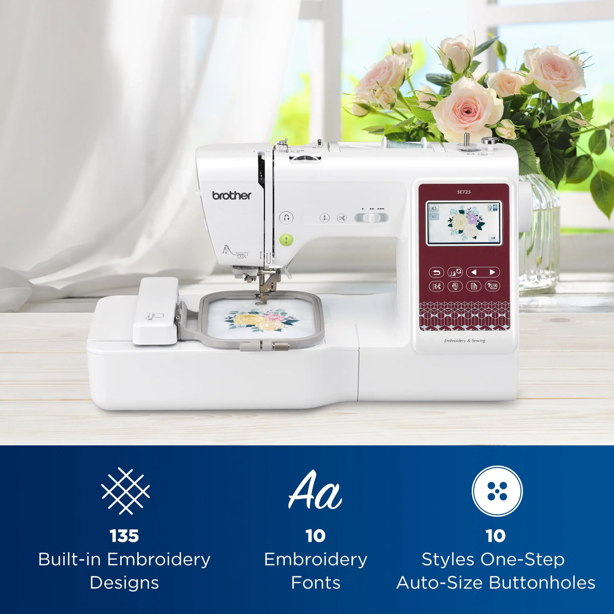 2026 NewBrother SE725 Sewing and Embroidery Machine with Artspira App, 50 Free Designs