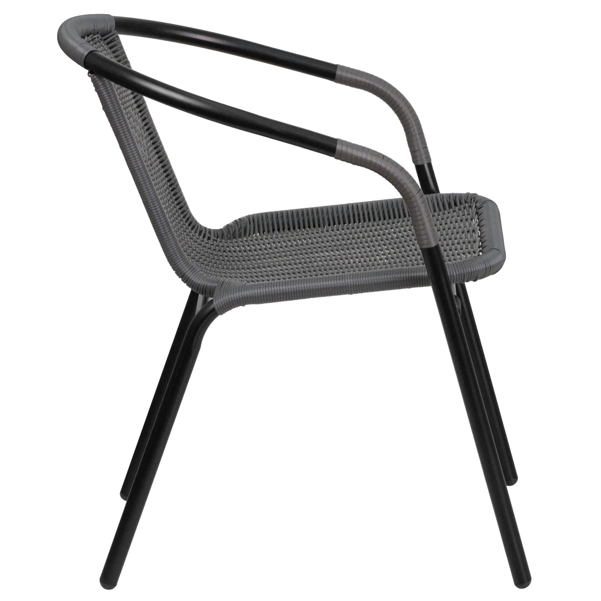 2026 NewEmma + Oliver Indoor/Outdoor Stacking Rattan Restaurant Patio Chairs, Set of 2, Gray