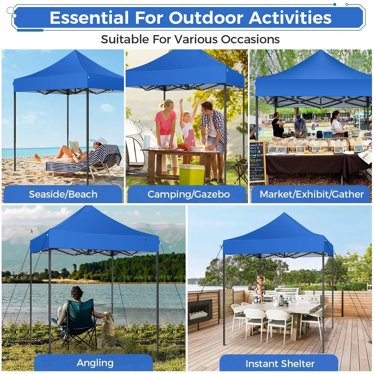 2026 NewSANOPY 6.6 x 6.6 FT Pop Up Canopy Tent, Heavy Duty Canopy Easy Set up All Weather Waterproof Outdoor Canopy Tent for Parties, Beach, Garden, Camping with 1 Handbag, 3 Adjustable Heights, UPF50+