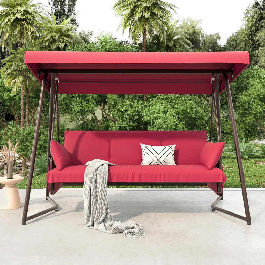 2026 NewTQKVIPI Oversized 4 Person Outdoor Porch Swing with Adjustable Backrest Canopy,2-in-1 Swing Bed 800 lbs Capacity,Patio Swing with Removable Cushions for Yard Garden Poolside Balcony
