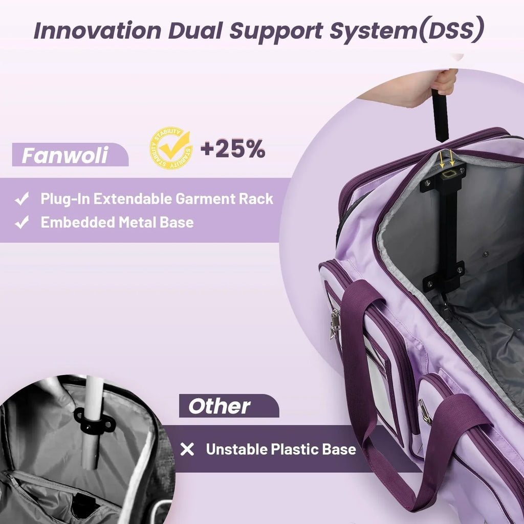 2026 NewFegat Dance Bag with Garment Rack - 28"Collapsible Rolling Competition Dance Duffle Bag Lightweight Costume Wheeled Suitcase for Dancers Shows Livestreamer Athletes
