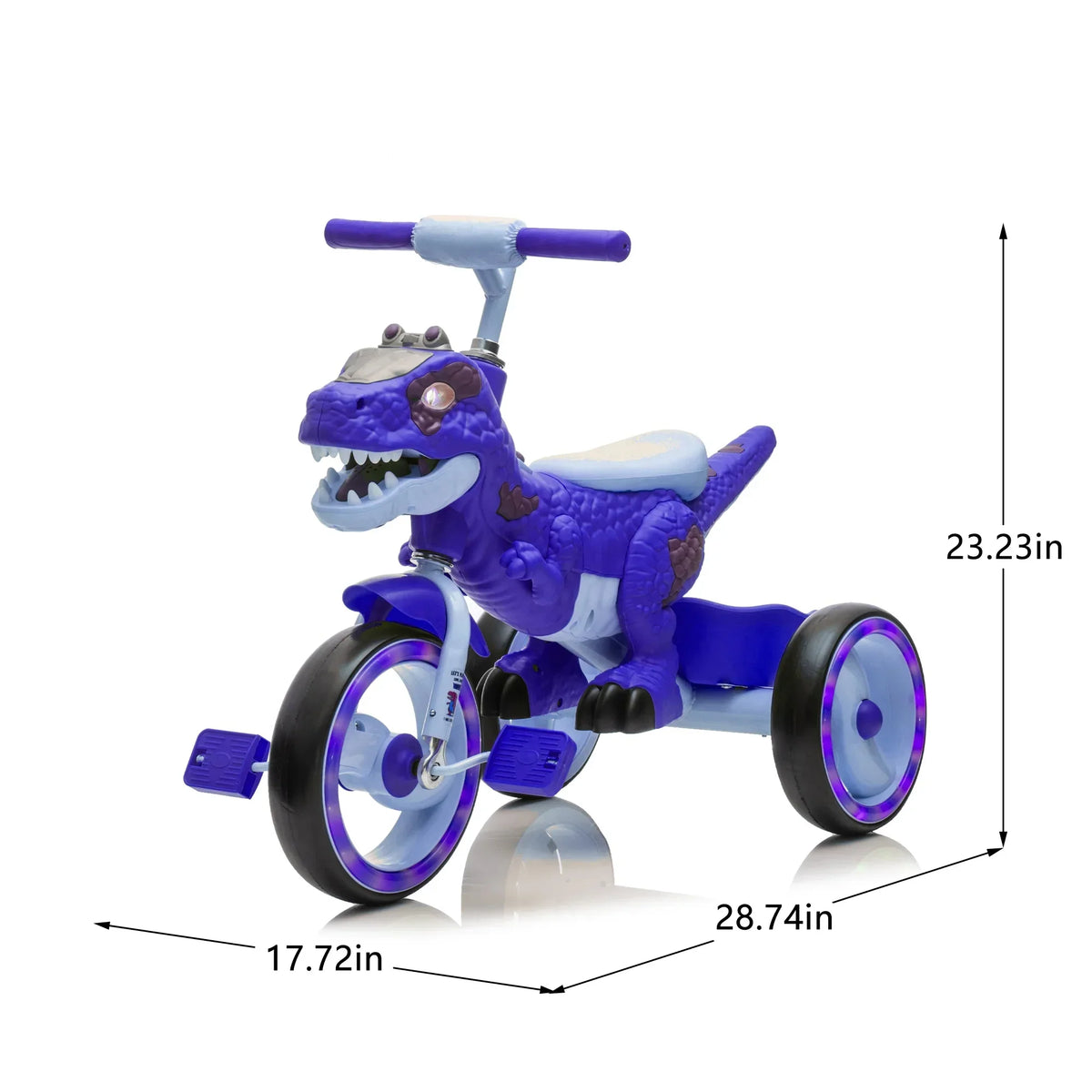2026 NewXuanlur Kids Ride on Dinosaur Tricycle, Toddlers Kid Trike with Wide Flash Wheels, Anti-Slip Pedals, Rear Basket, Music & LED Lights, Toddler Bike Toys Gift for 3-6 Year Old Boys & Girls (Green)