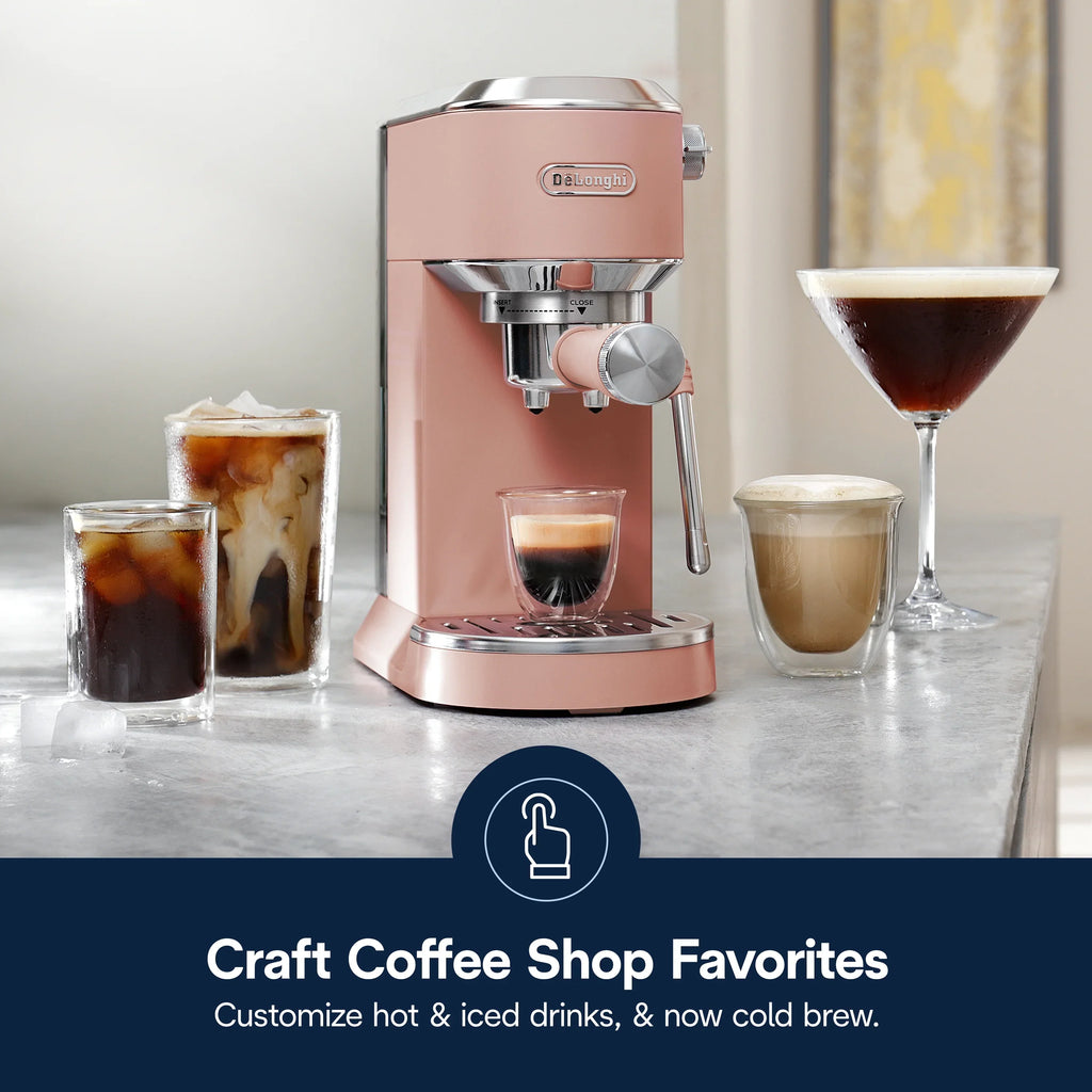2026 NewDe’Longhi Dedica Duo Espresso Machine, Compact Size with Built in Frother for Latte Art, Brew Espresso, Cold Brew, Lattes & More, Stainless Steel