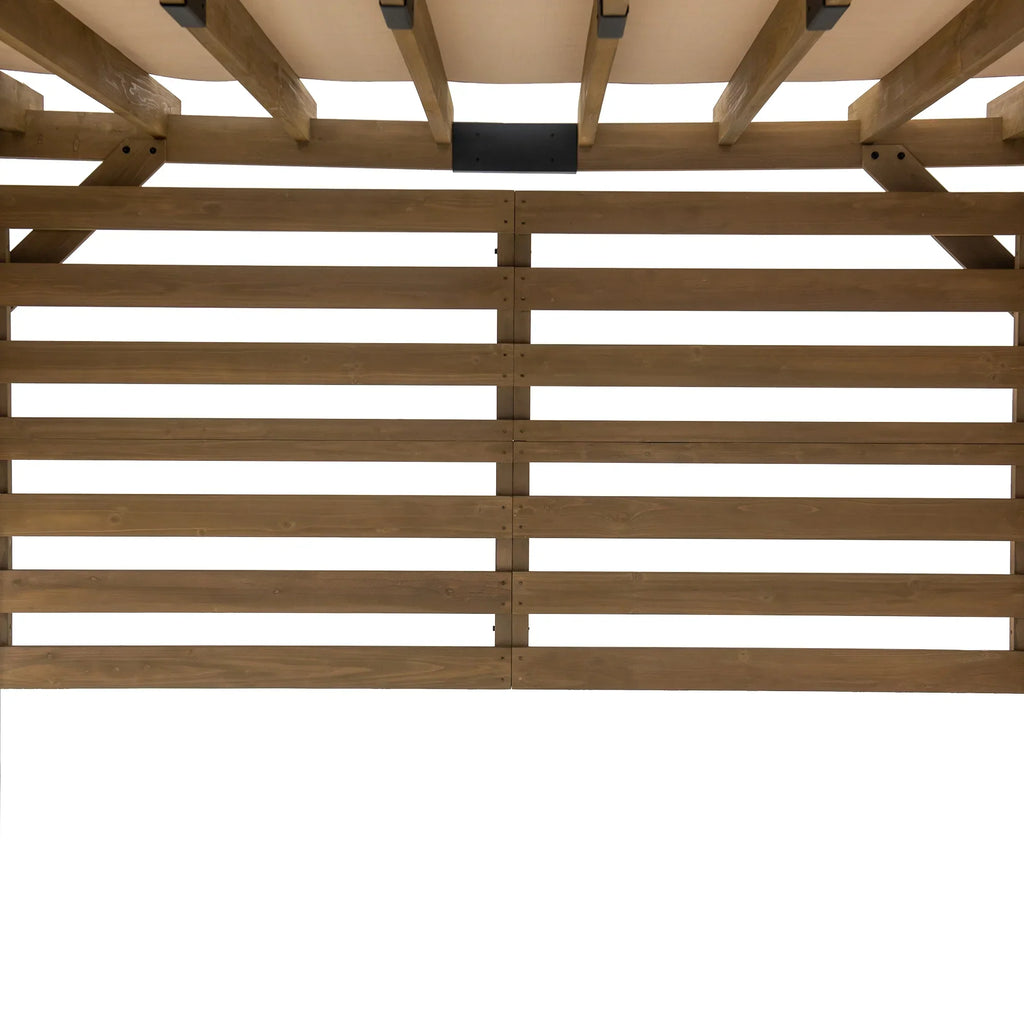 2026 NewSunjoy Cedar Pergola 10 x 11 ft. Wooden Hot Tub Pergola with Adjustable Canopy and Privacy Screen