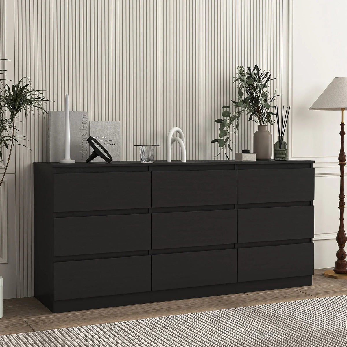 2026 NewResenkos Modern Mid Century 6 Drawer Wide Dressers Chests for Bedroom, Chest of Drawer Organizer Grey