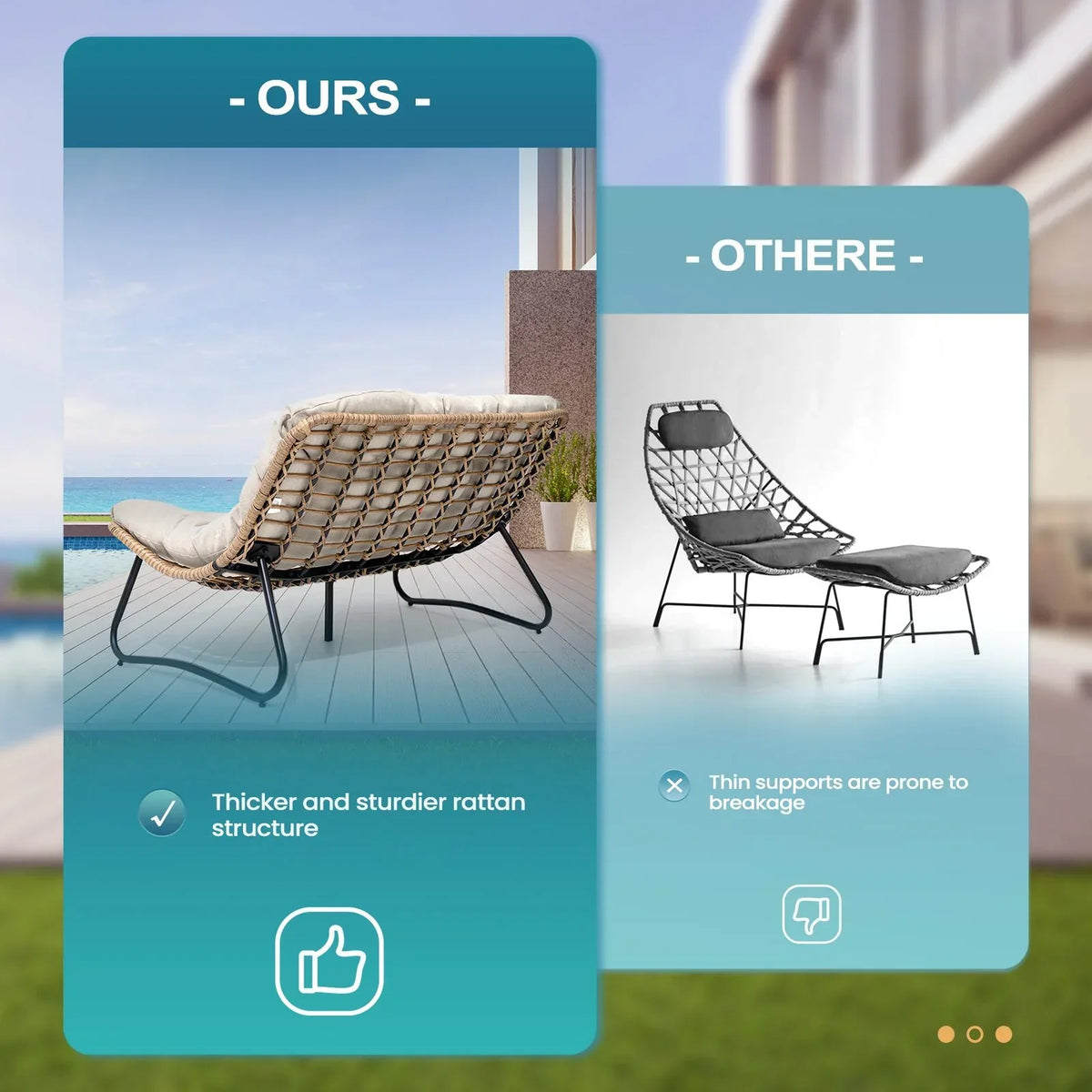 2026 NewCrestlive Products Patio Loveseat, All-Weather Rattan Large Furniture with Soft Cushions, Outdoor Loveseat for Balcony, Poolside, Backyard (Beige)