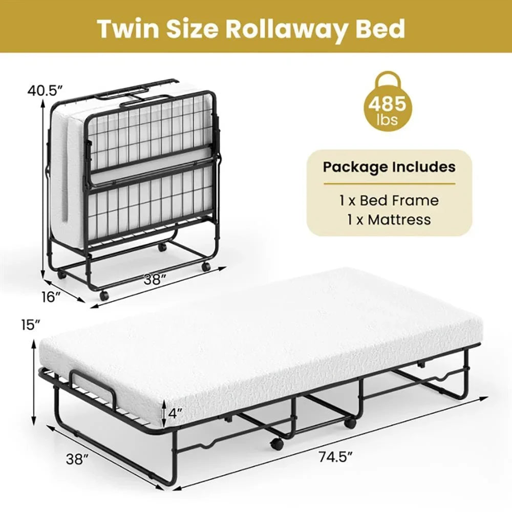 2026 NewKepooman Twin Size Folding Bed with Memory Foam Mattress and Heavy-duty Metal Frame