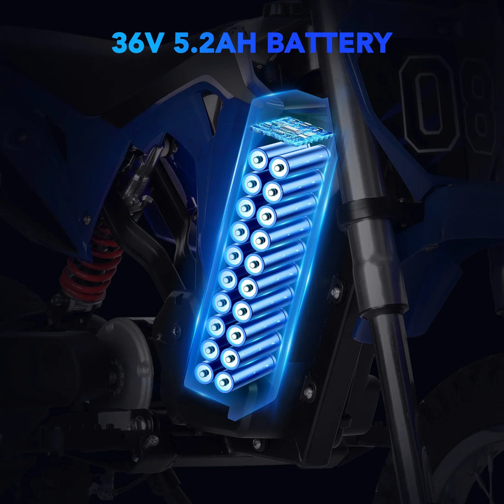 2026 New36V Kids Electric Dirt Bike,Fast Speed Electric Motorcycle Up to 16 MPH & 10 Miles Long-Range, 3-Speed Modes, Twist Grip Throttle, Dual Suspension & Brakes for Kids Ages 5-10 Ride on Toys