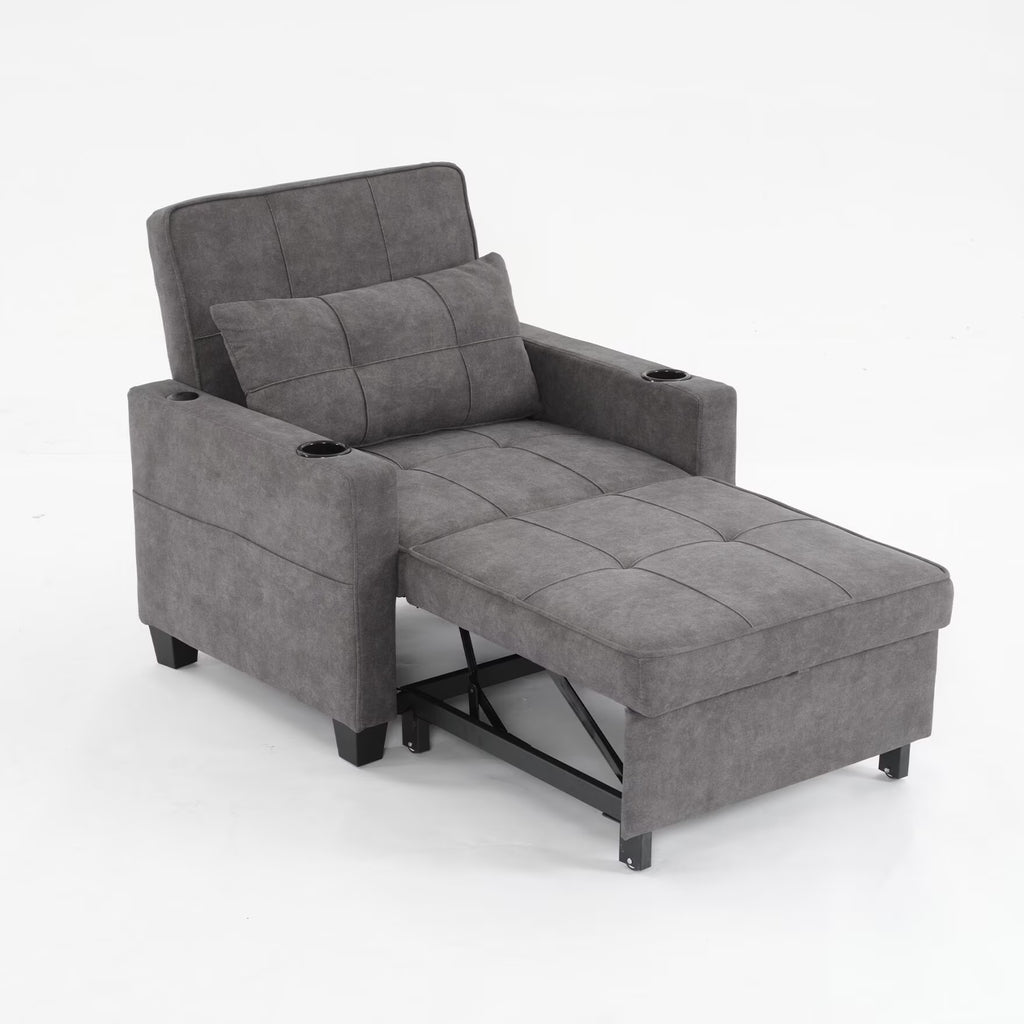 2026 NewConvertible Futon Sofa Bed, 3-in-1 Multi-Functional Sleeper Chair Bed with USB Ports, Adjustable Backrest Recliner,for Living Room Bedroom Small Space, Tech Cloth, Dark Grey