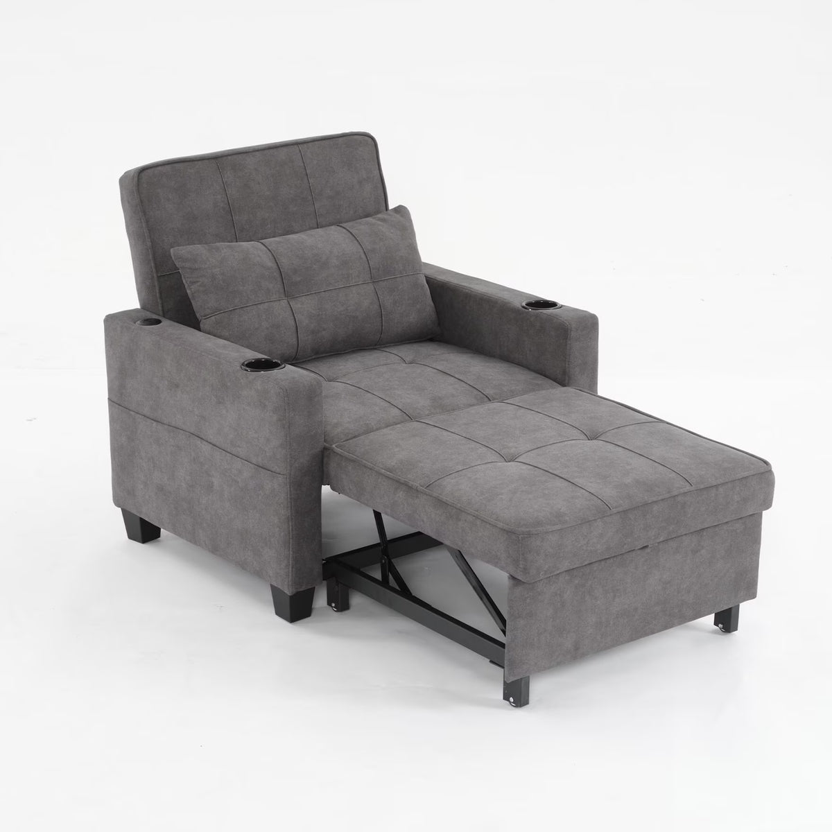 2026 NewConvertible Futon Sofa Bed, 3-in-1 Multi-Functional Sleeper Chair Bed with USB Ports, Adjustable Backrest Recliner,for Living Room Bedroom Small Space, Tech Cloth, Dark Grey