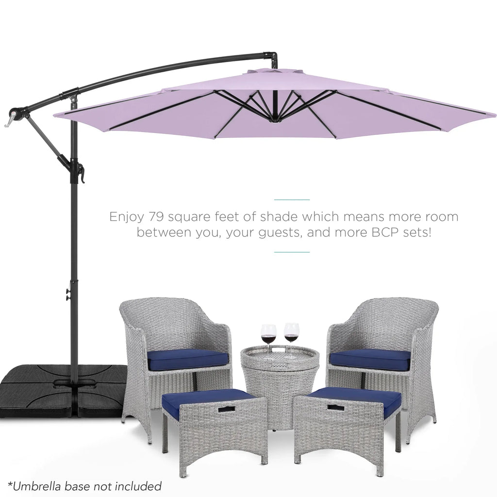 2026 NewBest Choice Products 10ft Offset Hanging Outdoor Market Patio Umbrella w/ Easy Tilt Adjustment - Tan