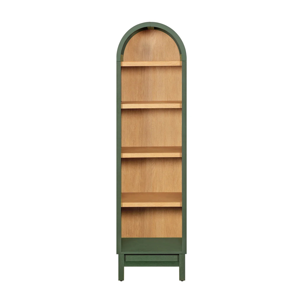 2026 NewBetter Homes & Gardens Juliet Narrow Arch Bookcase, Rich Black and Light Honey