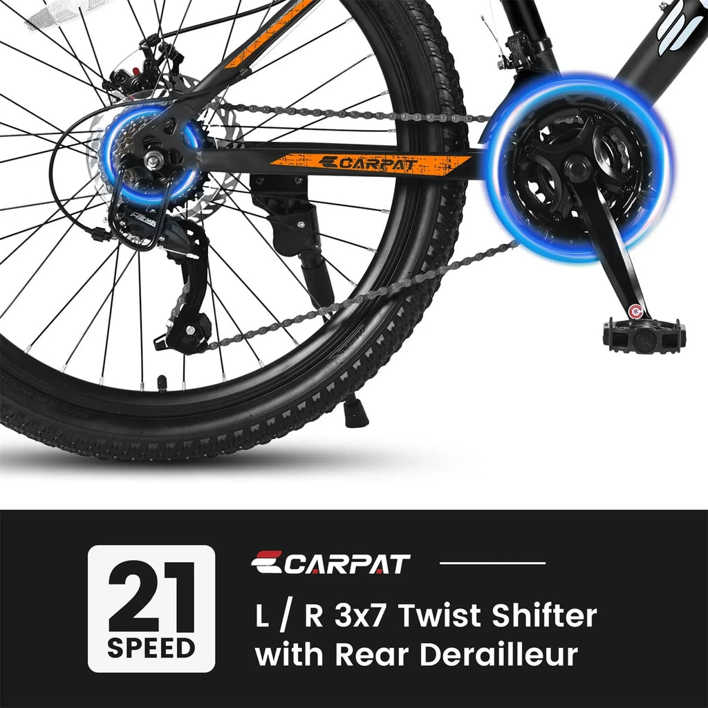 2026 New26" Mountain Bike for Adult, 21 Speed MTB with High-carbon Steel Frame, Orange