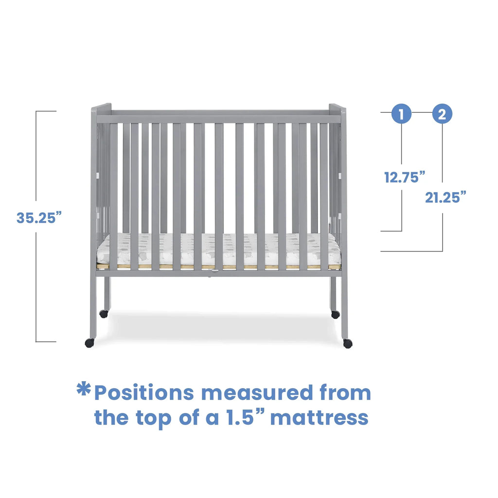 2026 NewDelta Children Lee Portable Folding Mini Crib with 1.5-Inch Mattress - Greenguard Gold Certified, Bianca White