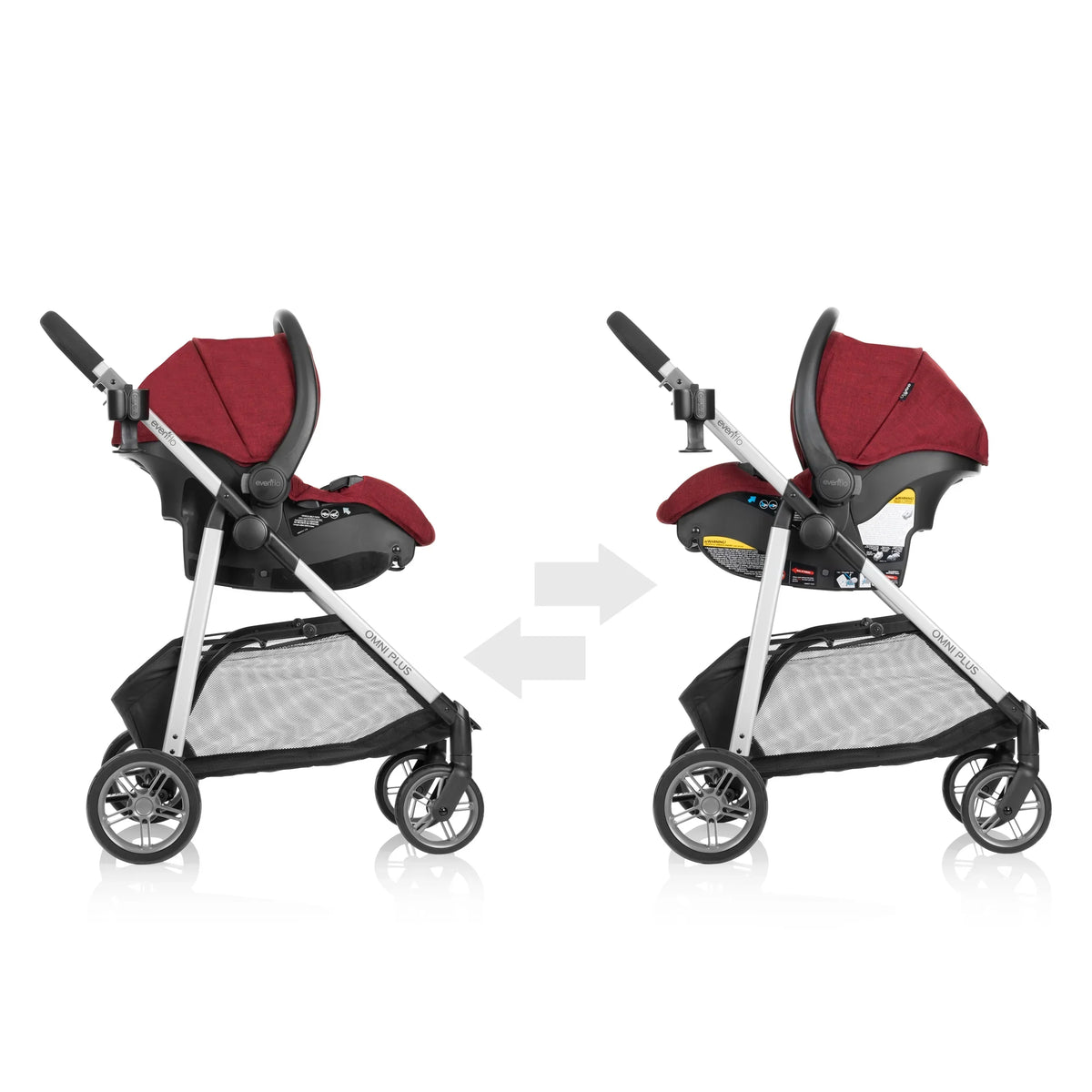 2026 NewEvenflo Omni Plus Modular Travel System with LiteMax Sport Infant Car Seat, Mylar Gray, Unisex