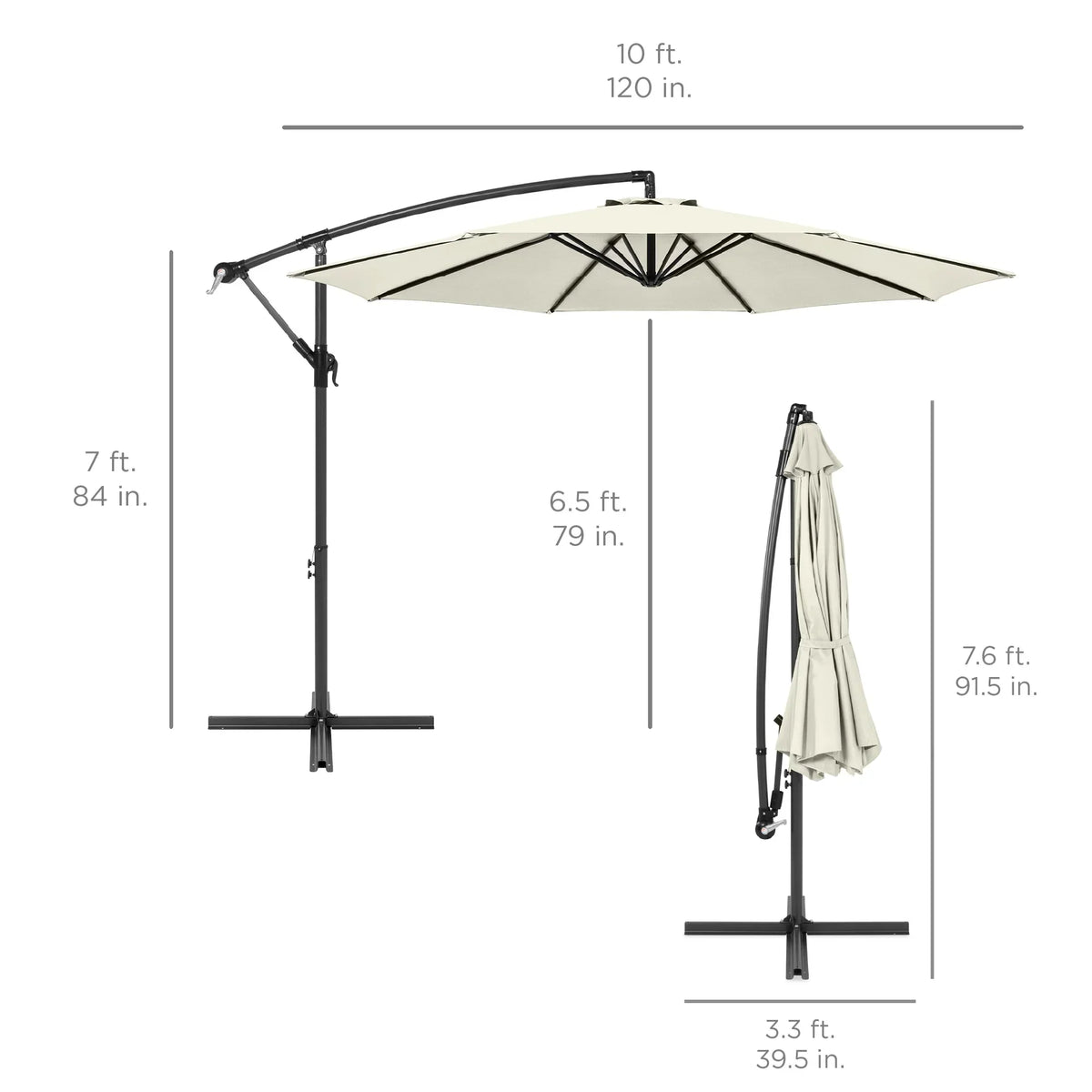 2026 NewBest Choice Products 10ft Offset Hanging Outdoor Market Patio Umbrella w/ Easy Tilt Adjustment - Tan