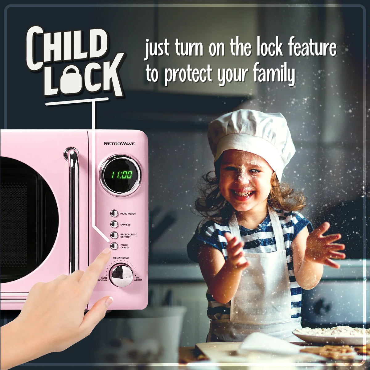 2026 NewNostalgia Retro Microwave for Countertop 0.7 cu ft Vintage Microwave, Pink