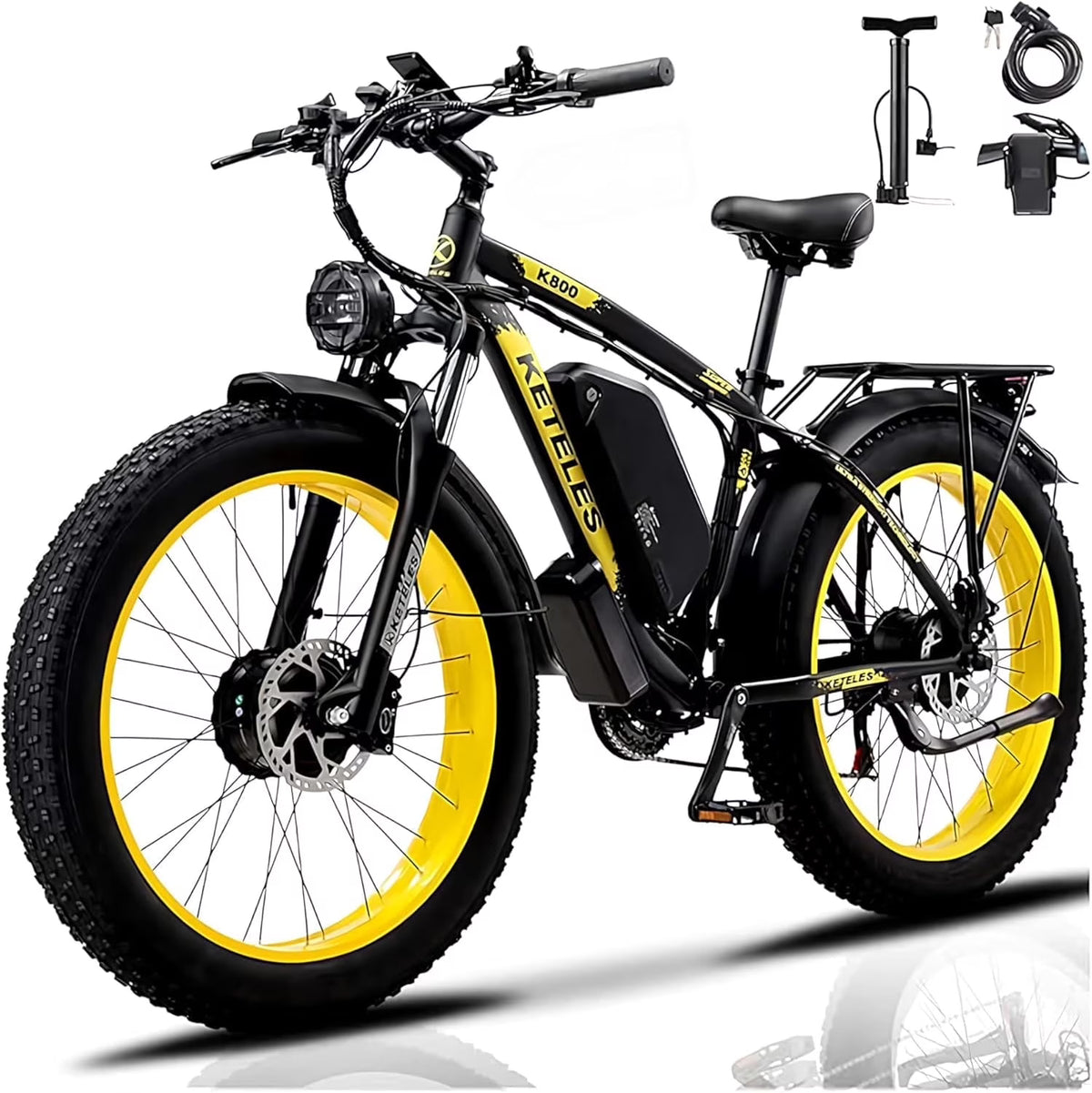 2026 NewKETELES Electric Bike for Adults, Peak 4000W Dual Motor Ebike"26" Fat Tire Electric Mountain bike, 48V 23AH Removable Battery UL 2849.