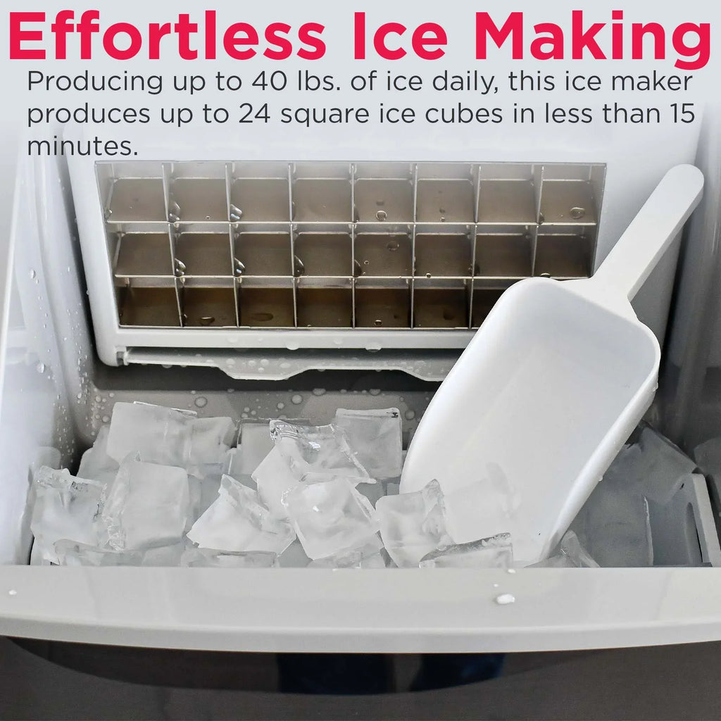 2026 NewFrigidaire 40lbs. Countertop Clear Square Ice Maker - Stainless Steel
