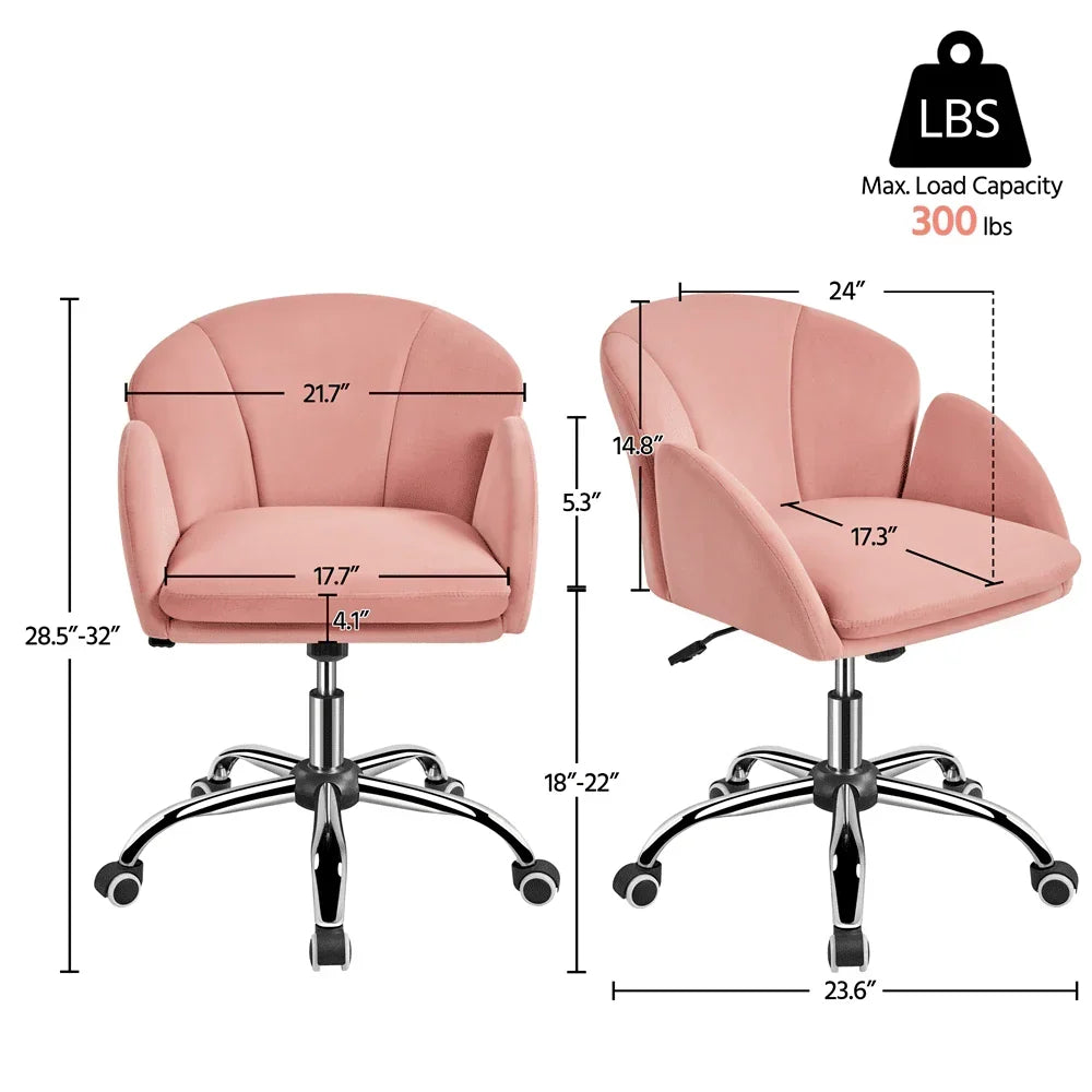 2026 NewYaheetech Modern Vanity Chair Swivel Rolling Chair with Armrests, Pink