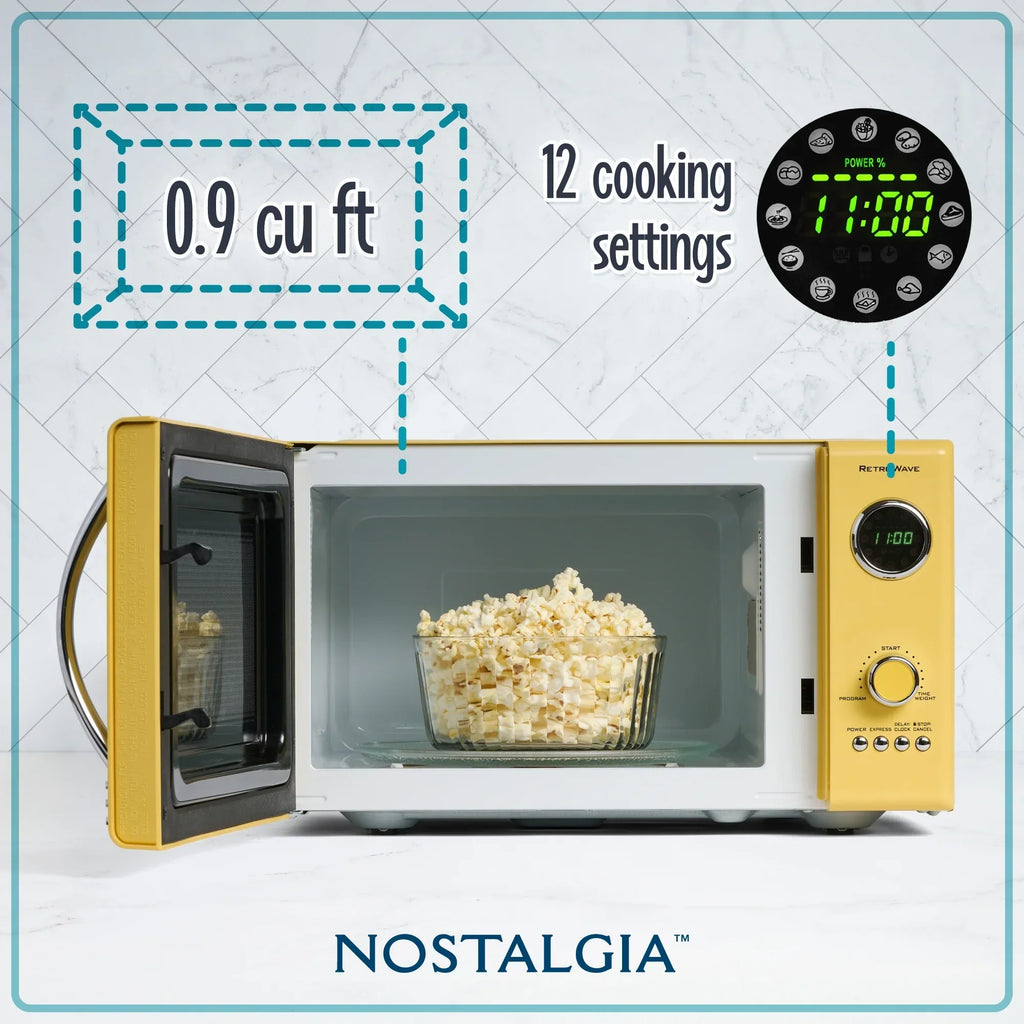 2026 NewNostalgia Retro Microwave for Countertop 0.9 cu ft Vintage Microwave, Ivory