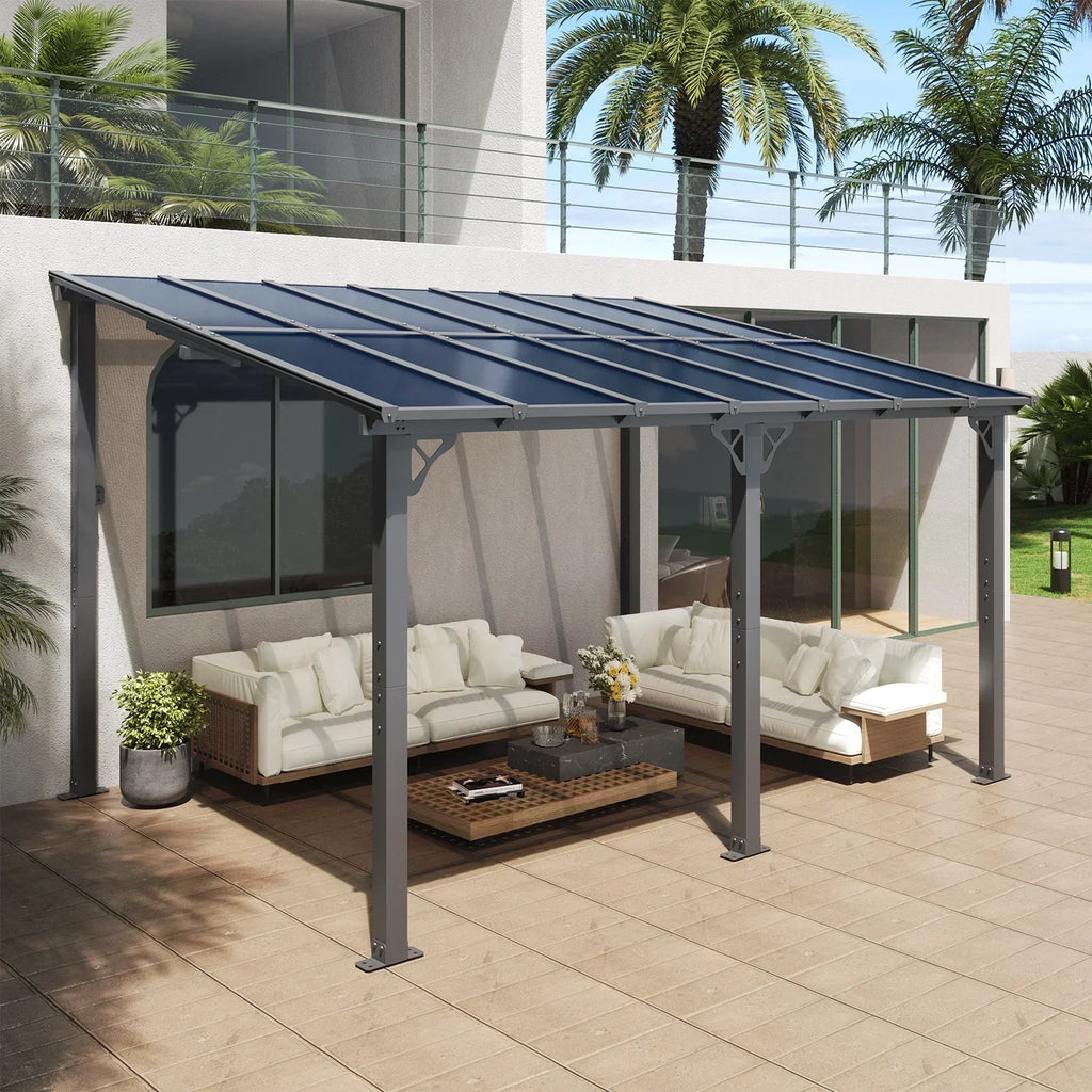 2026 NewAoxun 8' x 5' Gazebo for Patio, Gazebo Pergola with Sloped Roof, Grill Gazebo Large Wall-Mounted Heavy Duty Awnings, for Backyard, Deck, Patio