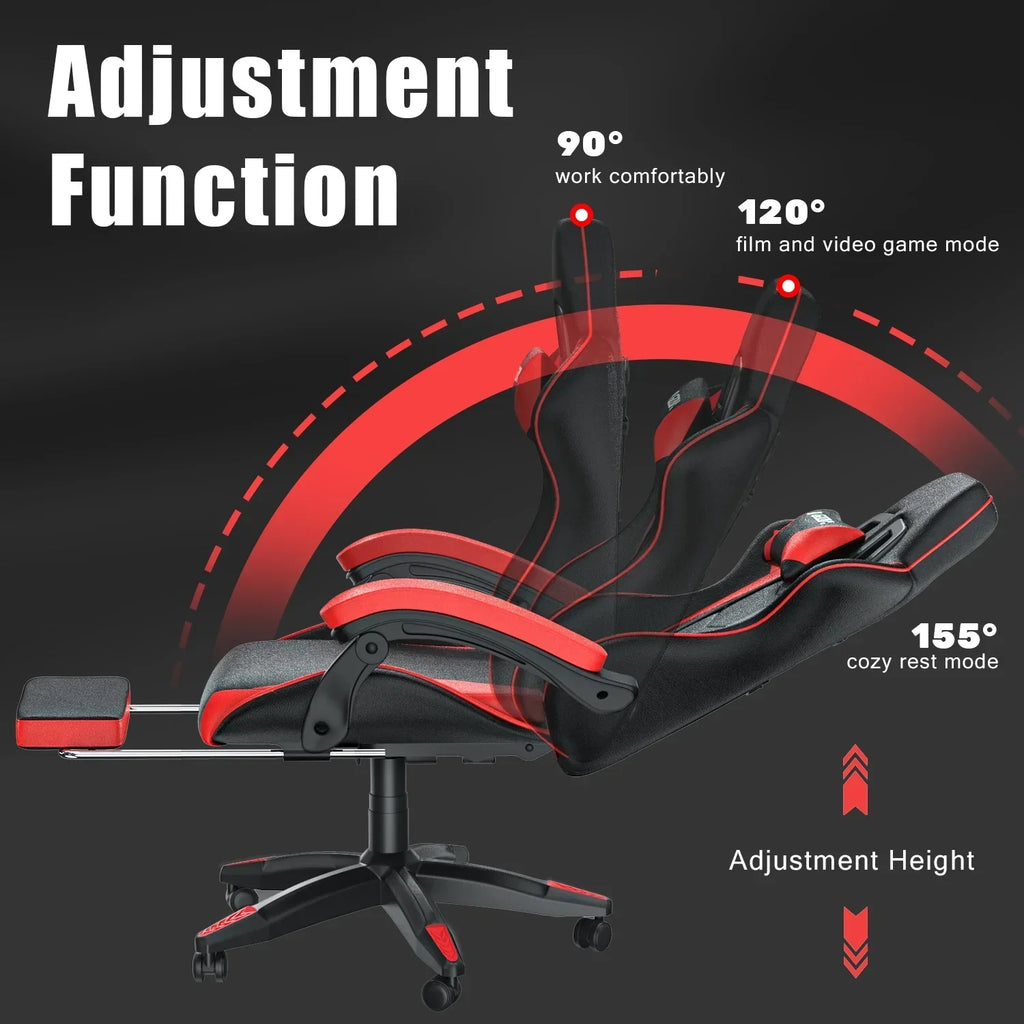 2026 NewBigzzia Gaming Chair Office Chair, Ergonomic Game Chair with Height Adjustable Headrest and Lumbar Support for Adults Teens, Black & White