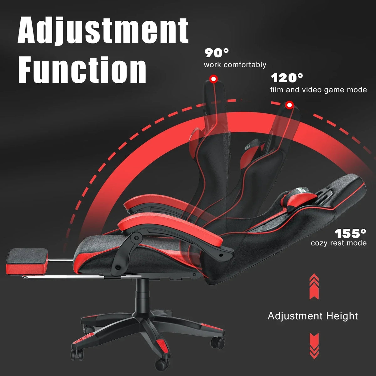 2026 NewBigzzia Gaming Chair Office Chair, Ergonomic Game Chair with Height Adjustable Headrest and Lumbar Support for Adults Teens, Black & White