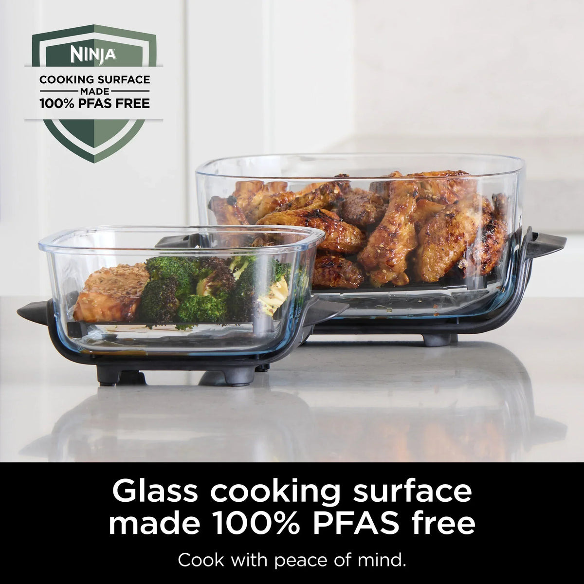 2026 NewNinja Crispi 3-in-1 Portable Glass Air Fryer Cooking System, 1500W, 4-Qt & 5-Cup TempWare Glass Containers with Storage Lids, Microwave, Freezer & Dishwasher Safe, White, FN100WH