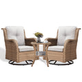 2026 NewPOCASSY 3 Piece Patio Set Outdoor Wicker Glider Rocking and Swivel Chairs with Cushions