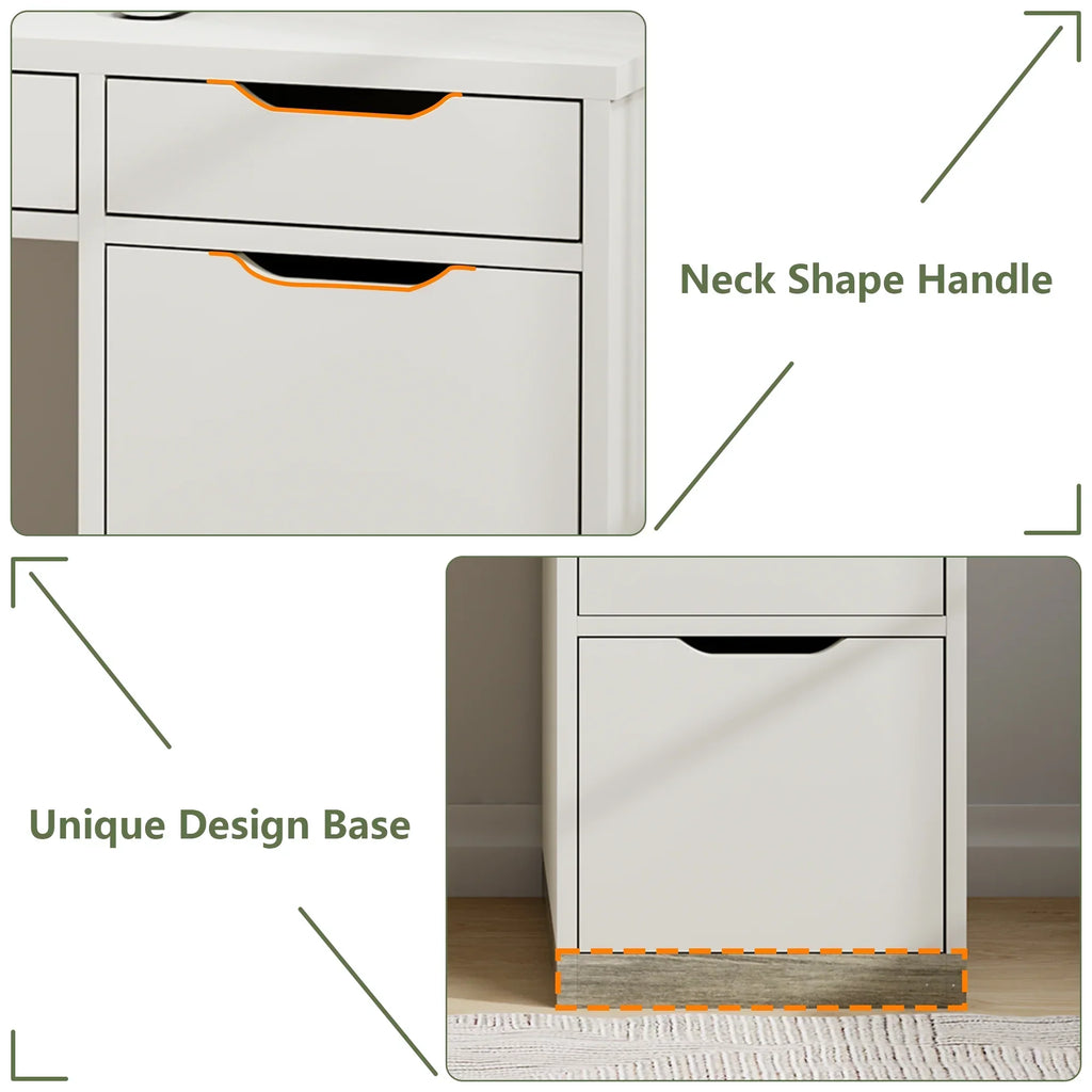 2026 NewDreamCurship White Desk with Drawers, Modern Computer Desk with File Drawers, Home Office Study Writing Desk with Storage, White