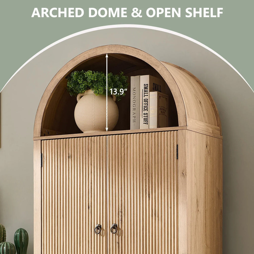 2026 NewIFGET 71" Tall Arched Kitchen Pantry Storage Cabinet, Large Storage Cabinet with Adjustable Shelves, Pantry Cabinet for Kitchen, Dining Room