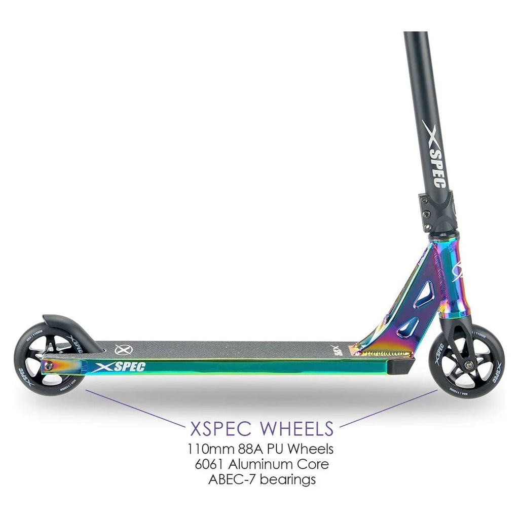 2026 NewXspec Oil Slick Neo Chrome Pro Stunt Kick Scooter. Rainbow Trick Scooter