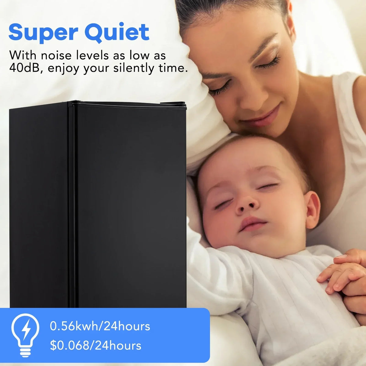 2026 NewMini Fridge with Freezer, 3.2 Cu. Ft Small Refrigerator for Bedroom,7 Adjustable Thermostat,Low Noise,Easy to Storage&Clean Single Door,Refrigerator For Home, Office, Dorm, Garage or RV