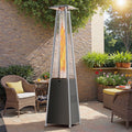 2026 NewSegmart 48,000 BTU Pyramid Patio Heater, Tall Standing Outdoor Propane Heater with Wheels & Tip-Over Safety Protection, Visible Flame Glass Tube for Backyard, Garden, Commercial Use - Gray