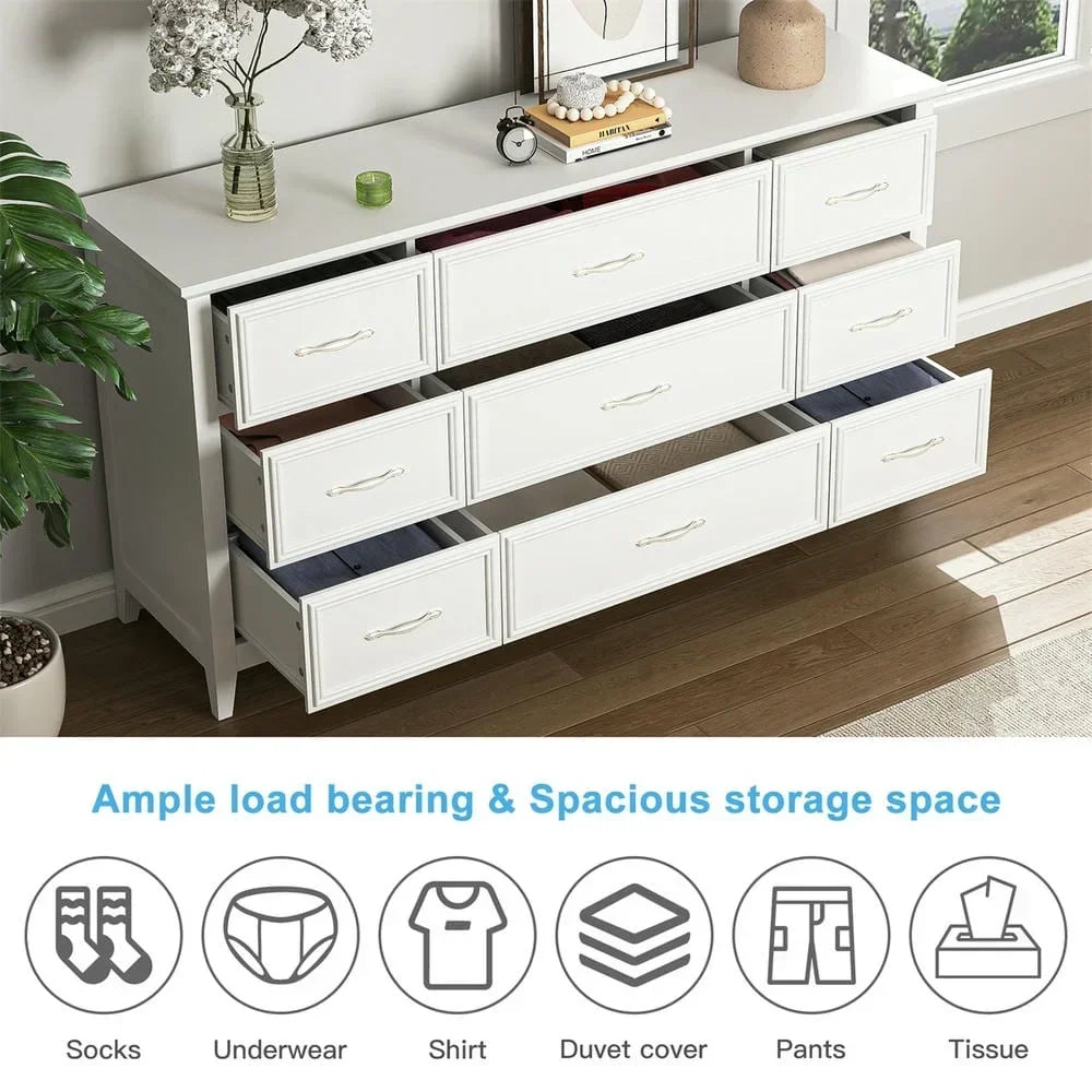 2026 NewKadyn Modern 6 Drawer Dresser Wood Cabinet,Dresser for Bedroom, Kitchen Storage Cabinet with Drawers, Chest of Drawers(Black)
