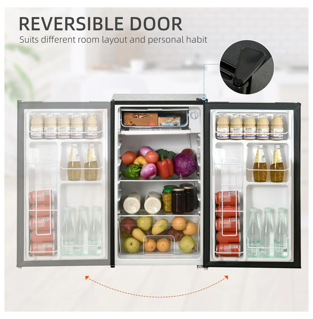 2026 NewMini Fridge with Freezer, 3.2 Cu.Ft Compact Refrigerator for Bedroom, Dorm, Apartment - Adjustable Thermostat, Reversible Door, Black