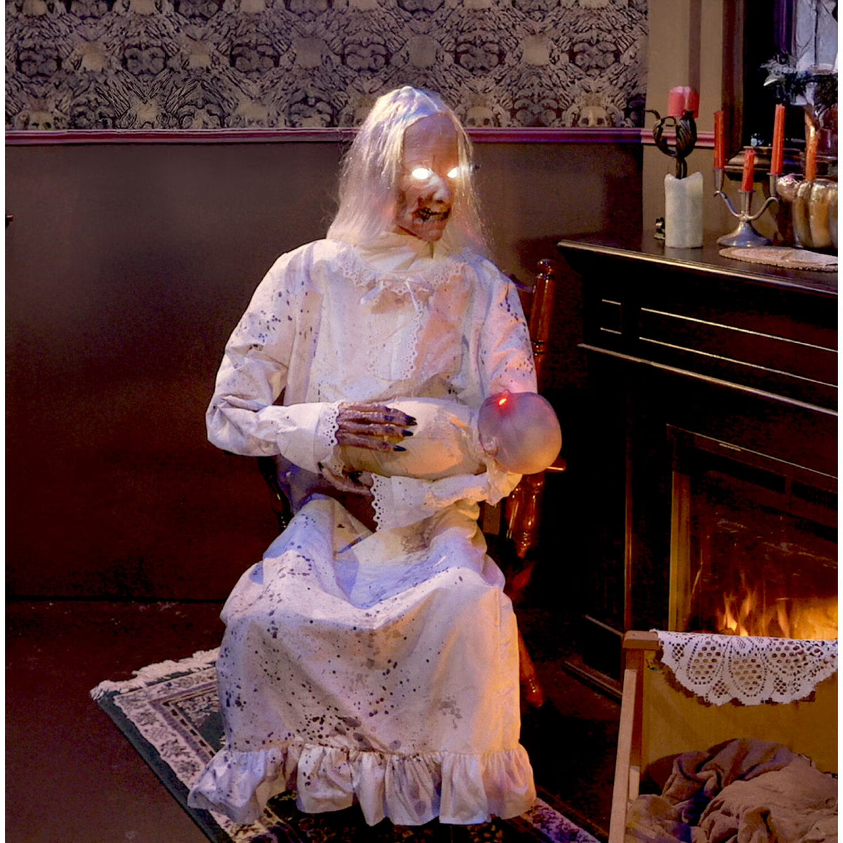 2026 NewHaunted Hill Farm 2.9 ft Animatronic Gravely Granny by Tekky Halloween Decoration with Motion-Activated Sounds, HHGRVLYGRNY-1FLSA