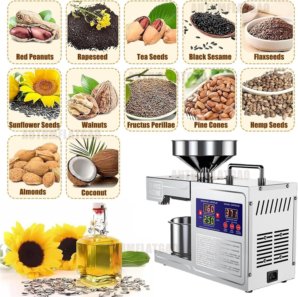 2026 Prensa Aceite Oliva Automática De 820W, Maquina Cortar Aceitunas En Frío Y Caliente para El Hogar, Extractor De Aceite Eléctrico para Aceitunas, Cacahuetes, Sésamo, Soja Y Nueces