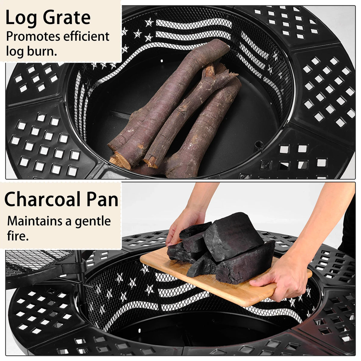 2026 NewTrumanPick Fire Pit for Outside 42" Wood Burning Fire Pit Tables with 2 Adjustable Swivel BBQ Grills, Lid, Poker for Patio Backyard BBQ Ice Storage