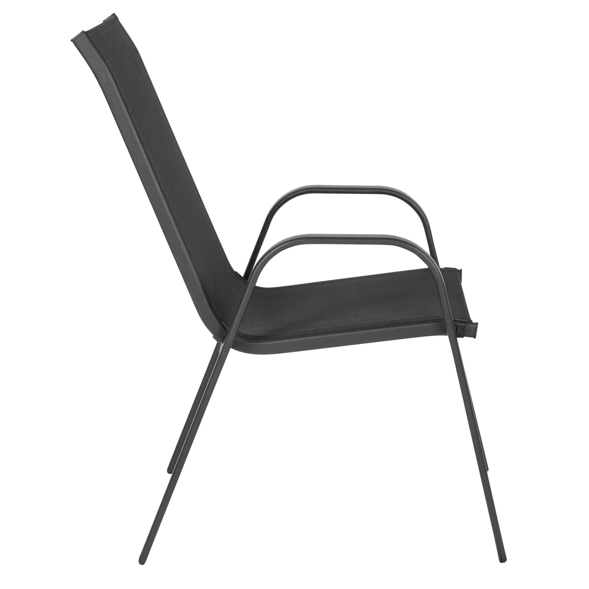 2026 NewBizChair 5 Pack Black Outdoor Stack Chair with Flex Comfort Material and Metal Frame