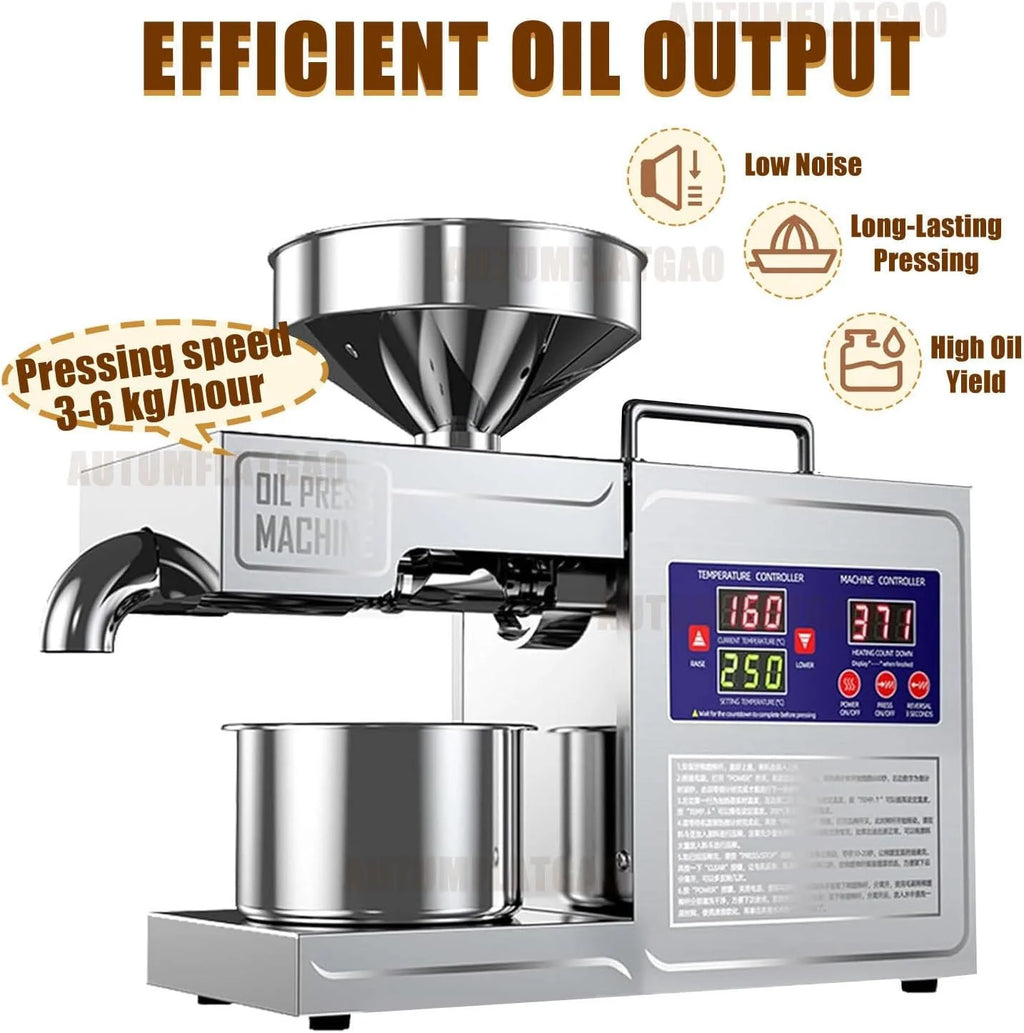 2026 Prensa Aceite Oliva Automática De 820W, Maquina Cortar Aceitunas En Frío Y Caliente para El Hogar, Extractor De Aceite Eléctrico para Aceitunas, Cacahuetes, Sésamo, Soja Y Nueces